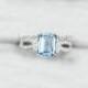 VS Aquamarine Diamond Ring 7x9mm Aquamarine Engagement Ring Aquamarine Gemstone Band Stack Diamond Aquamarine March Birthstone Gift for Her