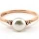 Minimaist Engagement Ring, Pearl Diamond 14k Gold Ring, Modern Minimalist Ring, Pearl Engagement Ring, Pearl Jewelry, Dainty Minimal Ring