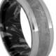 Mokume Gane Ring with Titanium Edges and Gibeon Meteorite Inlay, Mokume Wedding Band