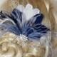 Navy Blue Hair Fascinator, Feather accessories.  Great Gatsby,  Wedding Hair Clip, Bridal Hair Clip, Feather Hair Clip, Feather Fascinator