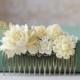 Wedding Hair Comb. Bridal hair Comb, Ivory Wedding Hair Accessory. Large Ivory Flowers Collage Hair Comb. Bridal headpiece