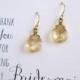 Gold earrings, Bridesmaid earrings, Bridesmaid gift, Thank You card, Swarovski champagne crystal earrings, antiqued gold teardrop earrings