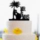 Beach Wedding Cake Topper-Personalized with your Surname Cake Topper-Mr Mrs with Palms Tree Cake Topper-Silhouette Cake Topper Wedding Decor