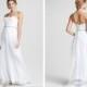 Simple Strapless Embellished Chiffon Column Wedding Dress with Beading Belt