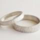 simple wedding rings - handmade hammered sterling silver wedding band set 5mm & 3mm satin finish wedding ring, bark rings -  custom made