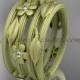 14kt yellow gold diamond leaf and vine, floral wedding band ADLR242B