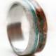 Mens Wedding Band Patina Copper, Antler & Turquoise Wedding Ring