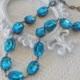 Blue Necklace, Blue Zircon Necklace, Blue Collet, Choker, Old Hollywood, Glass Jewel Necklace, Estate Style Jewelry, Art Nouveau, Art Deco