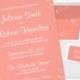 Simple and Elegant Coral Pink Wedding Invitations