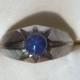 Vintage Blue Star Sapphire in 10K Brushed White Gold Star Setting. 6 Ray Star. Unique Engagement Ring. Estate Jewelry. September Birthstone.