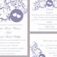 DIY Wedding Invitation Template Set Editable Word File Download Printable Purple Invitation Eggplant Wedding Invitation Heart Invitation