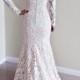 Lace Wedding Dress with Covered Back and Long Sleeves made of designer lace