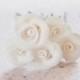Wedding rose hair pins set of five Bridal White Roses and pearls hair piece classic wedding accessories jewelry Israel