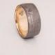 meteorite wedding band with 18k gold ring wedding ring men size