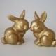 Metallic Bunnies Wedding Cake Topper in Gold, Silver or Copper, Wedding Gift, Anniversary Gift, Home or Garden Decor