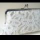 Timeless Bride Ivory Lace and Champagne Dupioni Silk Large Size purse UK seller Made in England Ready to Ship