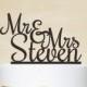 Wedding Cake Topper,Mr & Mrs Cake Topper With Last Name,Wedding Decoration,Bride And Groom,Rustic Cake Topper - C052