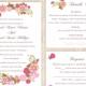 DIY Wedding Invitation Template Set Editable Word File Instant Download Printable Pink Wedding Invitation Elegant Floral Invitation