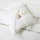Wedding Ring Pillow -  Ring Bearer Pillow - Linen lace ivory ring pillow - Rustic Ring Pillow - Ivory ring cushion - Flower ring pillow