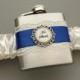 FLASK GARTER - Something Blue Wedding Garter with Personalized Flask - Ivory & Royal Blue (Custom Colors Too) - Bridal or Engagement Gift
