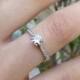 Engagement diamond ring, 14K gold ring, Unique engagement ring, Delicate diamond ring, Solitaire engagement ring, Modern engagement ring