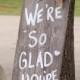 Wedding Sign We're So Glad You're Here Sign Burlap Rustic Wedding Signage Welcome Sign To Wedding Entrance Sign Country Wedding Sign Farm