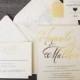 Love Brings You Home Wedding Invitation - Map, Travel Theme - Gold Foil, Neutrals, Elegant