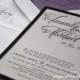 Modern Calligraphy Wedding Invitation sample set - Purple, Black and White modern typography wedding invite - Urban Chic wedding invitations