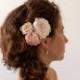 Hair flowers, set of bobby pins in blush dusty pink, champagne and ivory, bridal rhinestones and pearls