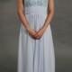 See through back beaded illusion lace top light blue evening dress