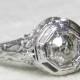 Art Deco Engagement Ring .40 Ct. Old European Cut Engagement Ring Mine Cut 1920s Orange Blossom 14K Antique Diamond Engagement Ring