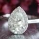 Pear Moissanite Diamond Engagement Ring in 14k White Gold Halo Diamond Wedding Band 9x6mm Forever Brilliant Moissanite Solitaire Ring