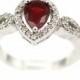 1.75 Carat Deep Red Garnet Pear Cut 925 Sterling Silver Cocktail Halo Solitaire Russian Iced Out Diamond Micro Pave Round CZ Fashion Ring