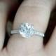 White Topaz & Diamond Engagement Ring Round Solitaire 2ct 8mm 14k 18k White Yellow Rose Gold-Platinum-Custom made size-Wedding-Anniversary