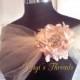 Blush Tulle Bridal Wrap Champagne Tulle Shoulder Cover With Flower And Brooch Tulle Bolero Tulle Caplet Blush Shawl