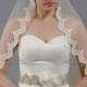 Mantilla bridal wedding veil 45x36 elbow alencon lace available in ivory and white