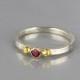 Minimal Stacking Ring, Ruby Wedding Band, Ruby Engagement Ring, Silver Gold Ring, Ruby Stacking Ring, July Birthstone, Minimalist Ring