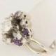 14K White Gold Ring set with Diamonds and Purple Marquise Amethysts, Diamond Engagement Ring