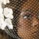 Glam Ivory Birdcage Veil With Flowers $40