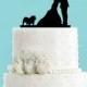 Couple Kissing with Bulldog Acrylic Wedding Cake Topper