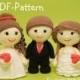 Crochet pattern wedding couple SET bride groom wave and ruffles dresses amigurumi PDF