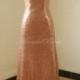 Rose Gold Sequined Aline Prom dress, bridesmaid dress, Evening dresses With caps leeves