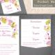 Pocket Wedding Invitation Template Set DIY EDITABLE Word File Instant Download Printable Floral Invitation Wreath Wedding Invitation