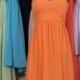 Coral Bridesmaid Dress, A-line Short Chiffon Bridesmaid Dress