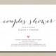 Printable Couples Shower Invitation - Simple & Sweet Love Heart Design, Pink and Charcoal (BR108)