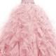 Blush Pink Ball Gown Beaded Wedding Dress