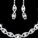 Crystal Diamante Twisted Necklace Drop Earrings Jewelry Set