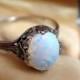 Beautiful Art Deco 14k Filigree Fiery Large .50ct Opal Ring Egyptian Revival Size 5.50 US