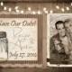 Rustic and Lace Save the Date, Mason Jar, Lights, Wood Fence, Photos, Digital File, Printable, 5x7