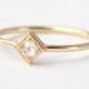 Rose Cut Diamond Ring: 14K/18K Gold Square Setting Solitaire